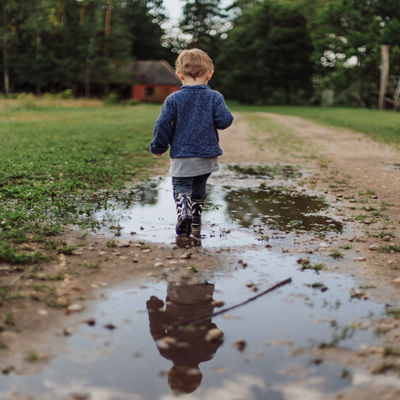 A child running outside