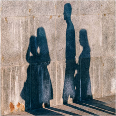 Shadows of people on a building