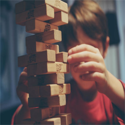 A child playing jenga