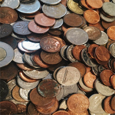 A pile of coins