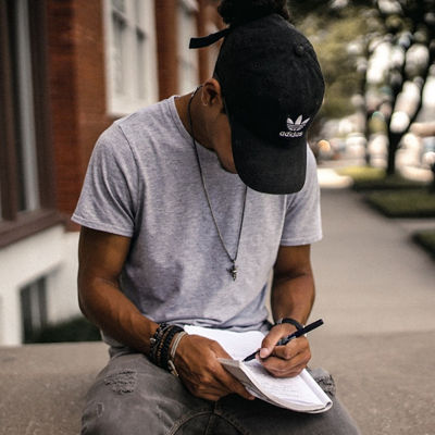 A person wearing a baseball cap