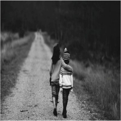 Children walking down a road together