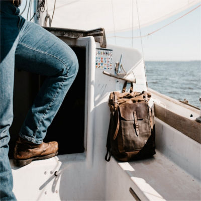 A backpack on a boat