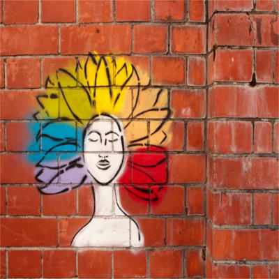 Graffiti on a brick wall